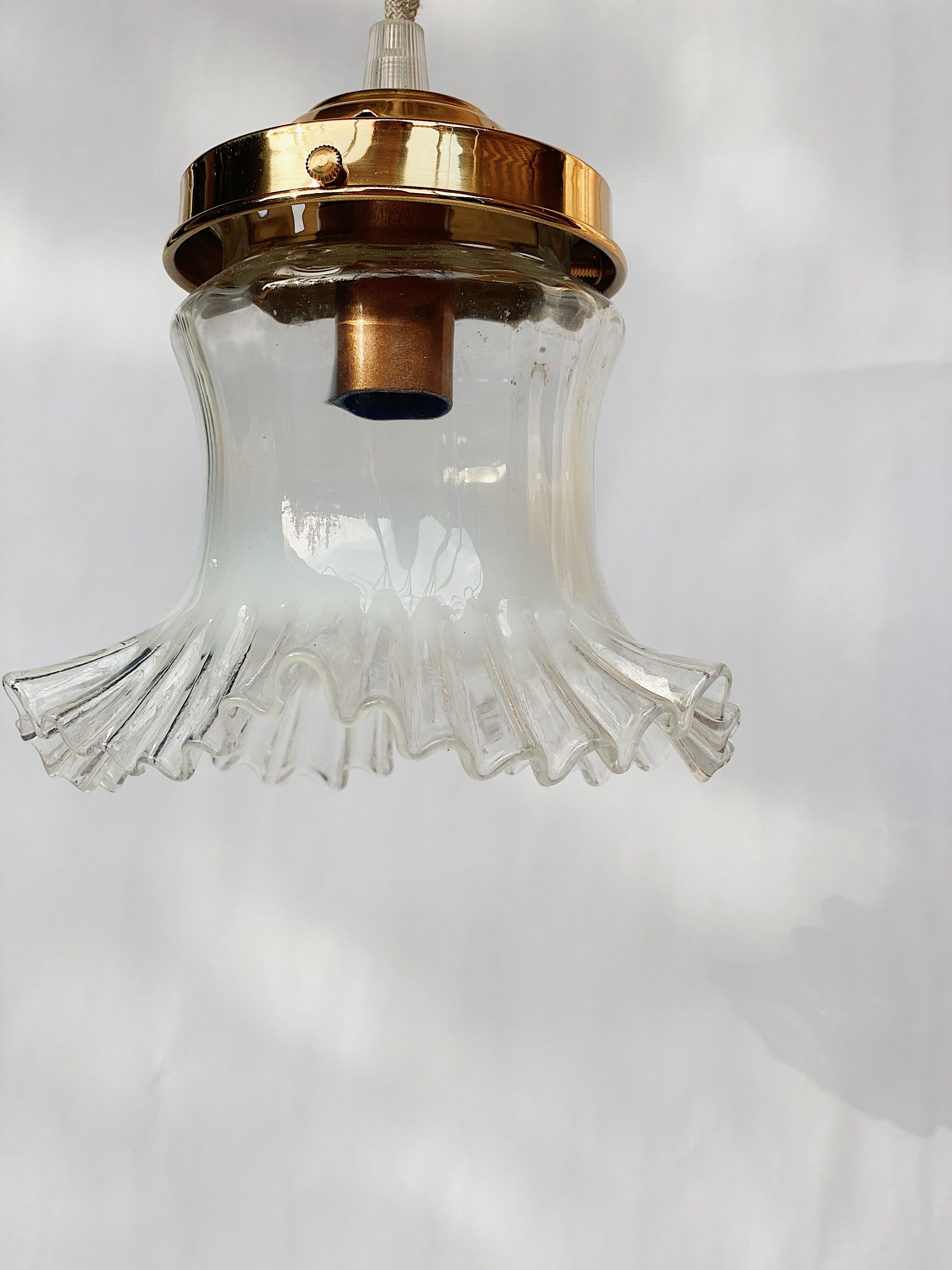 Opaline glass globe walking lamp with petticoat