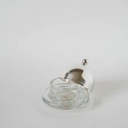 Silver-plated metal and glass butter dish, St Hilaire, 1950