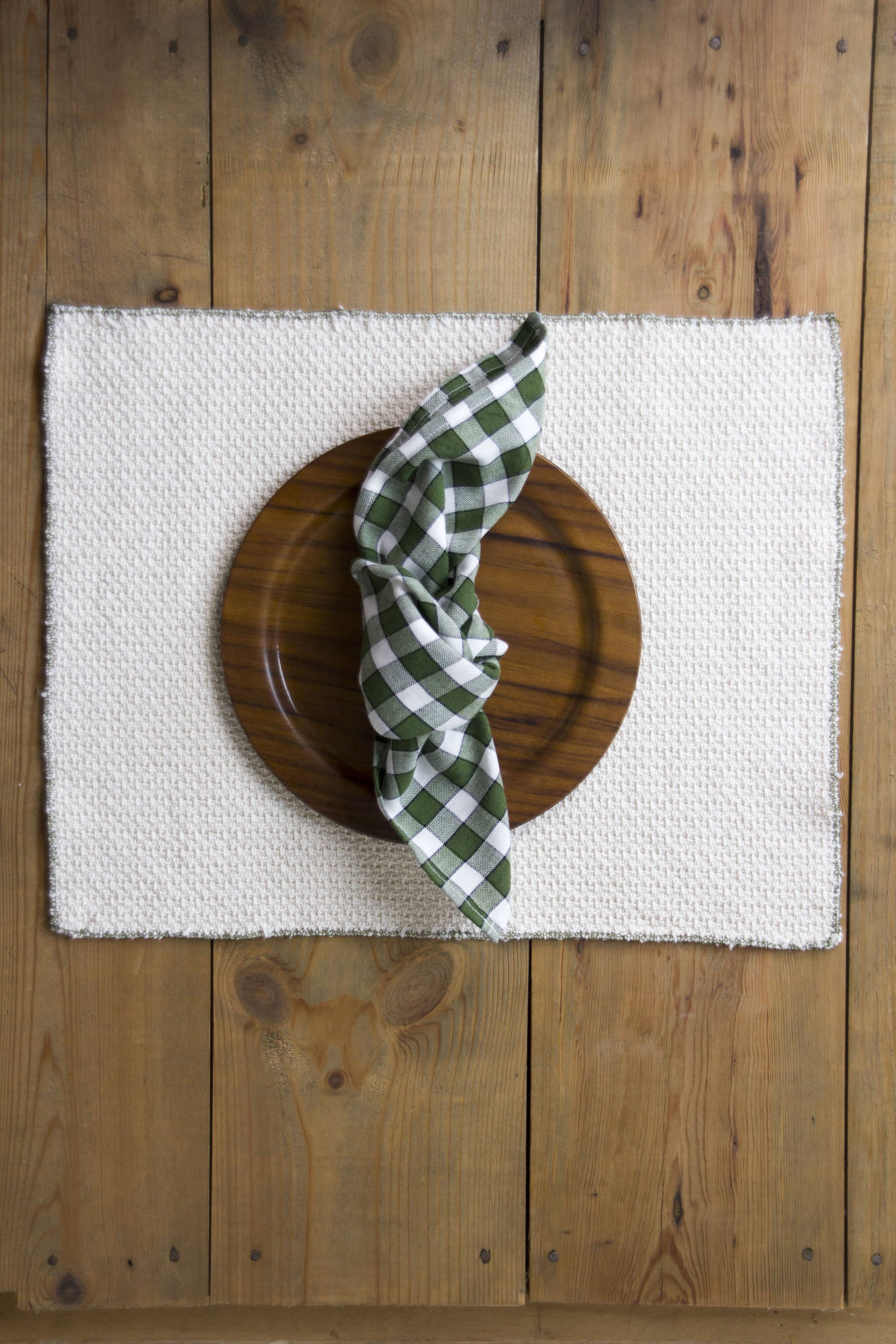 Serviette de table bistrot, carreaux verts