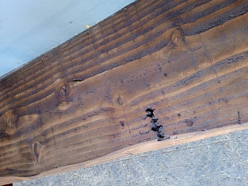 Bench 100 cm old solid wood with patina