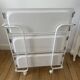 Vintage folding dessert trolley on wheels, 3 white shelves