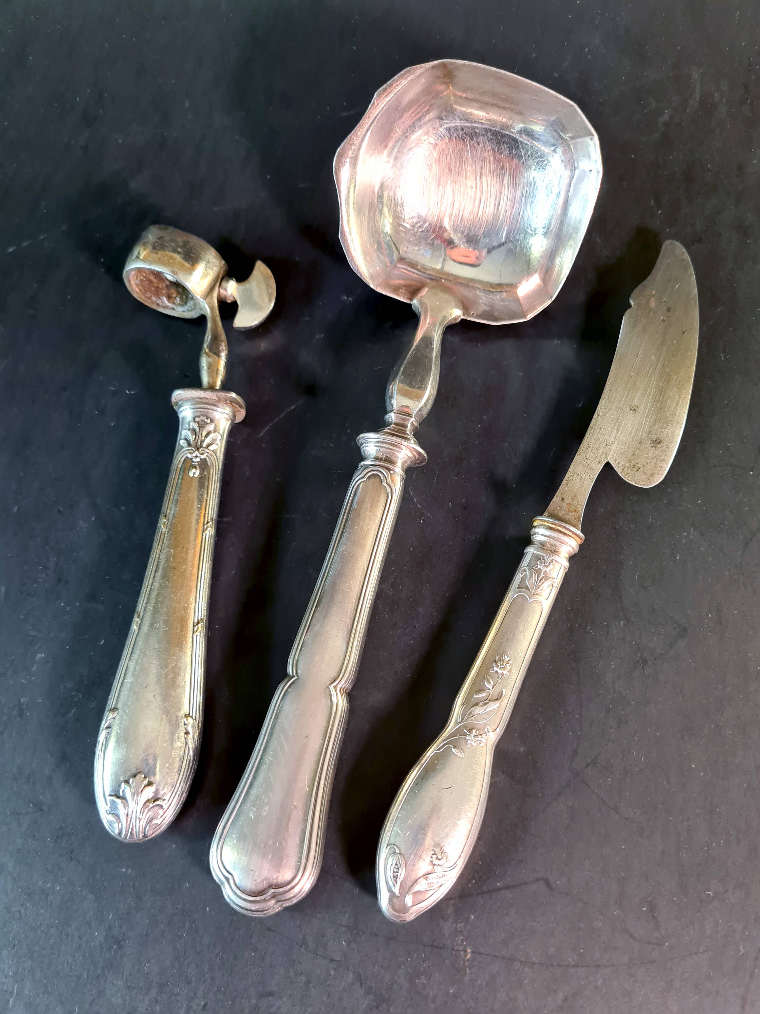 Set of 3 silver-plated serving cutlery - Retro charm guaranteed! 🧀