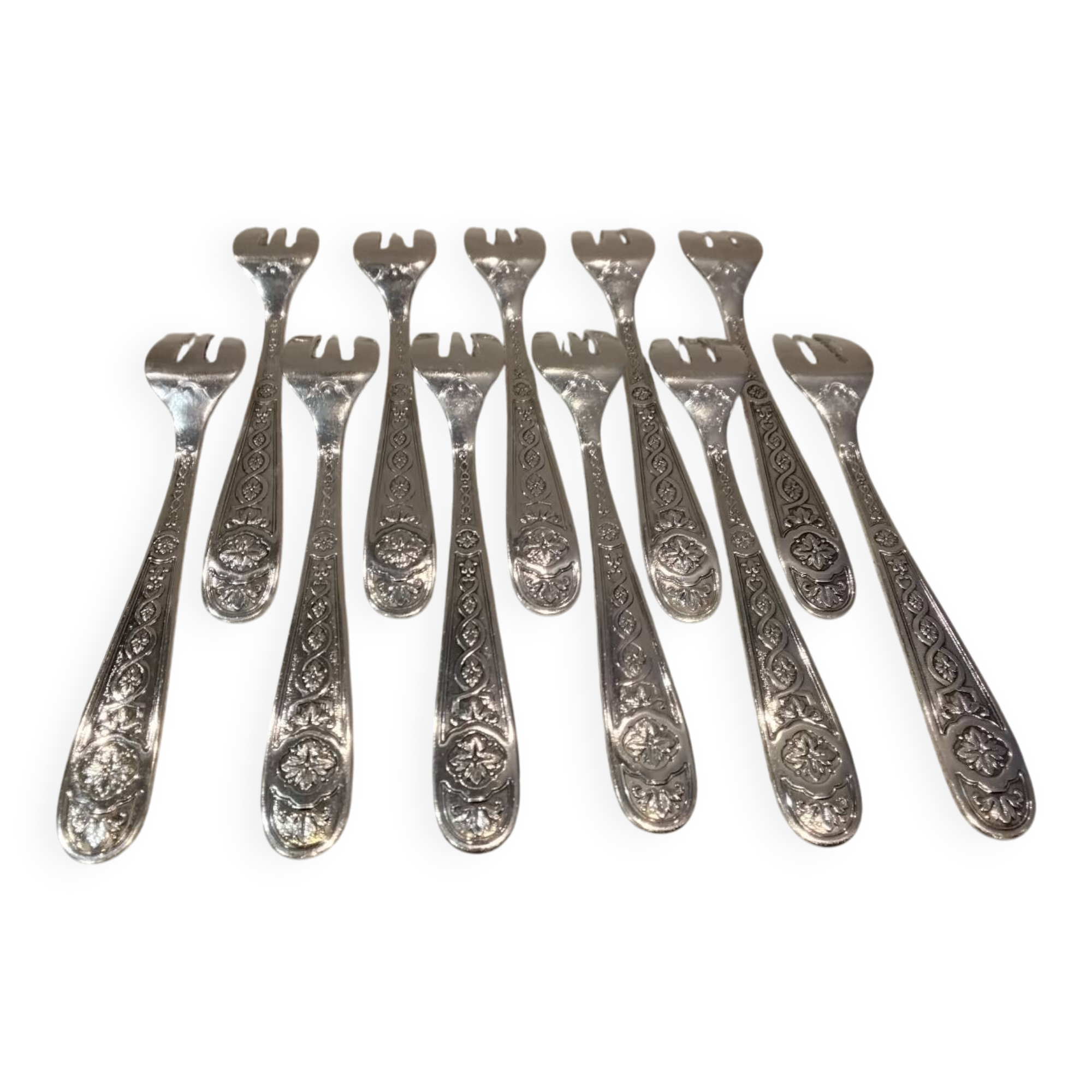 11 silver-plated oyster forks by Christofle Villeroy
