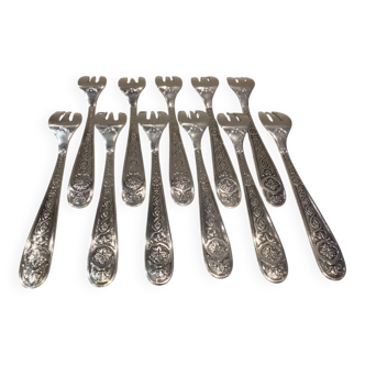 11 silver-plated oyster forks by Christofle Villeroy