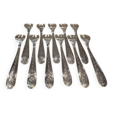11 silver-plated oyster forks by Christofle Villeroy