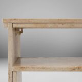 Minimalistic designed French console with shelve in travertine, 1980