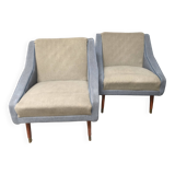 Fauteuils bi color vintage années 60 lainage