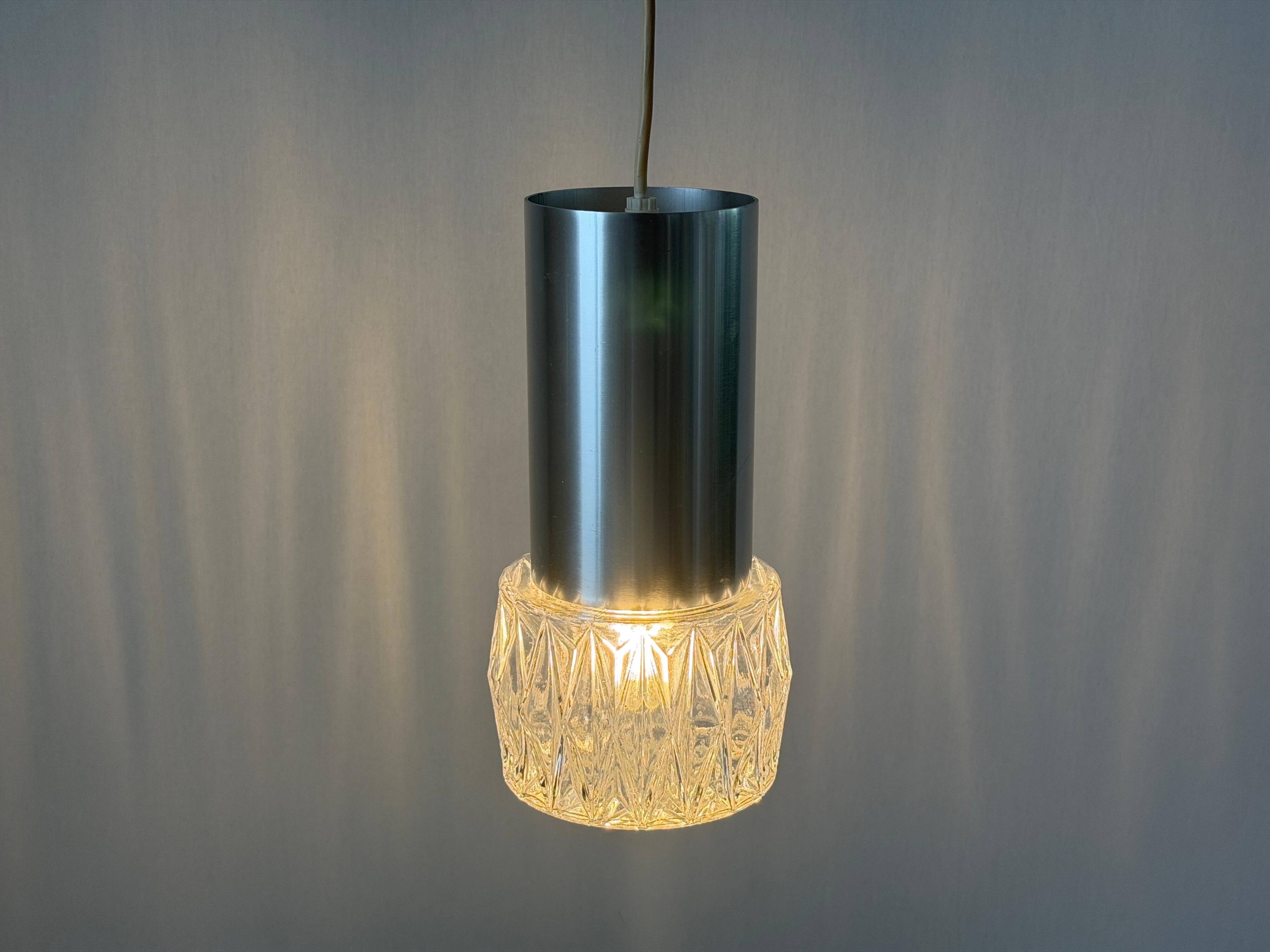 Glass ceiling light with a metal frame, 1960s, Germany