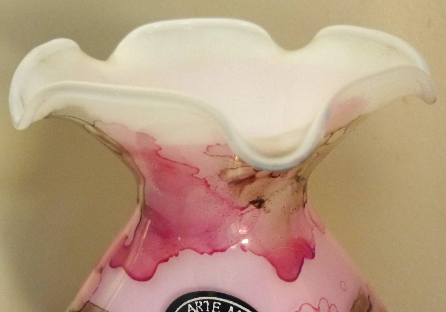 Pink vase, Murano Kristall Mery, blown glass with inclusions