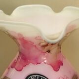 Vase rose, Murano Kristall Mery, verre soufflé avec inclusions