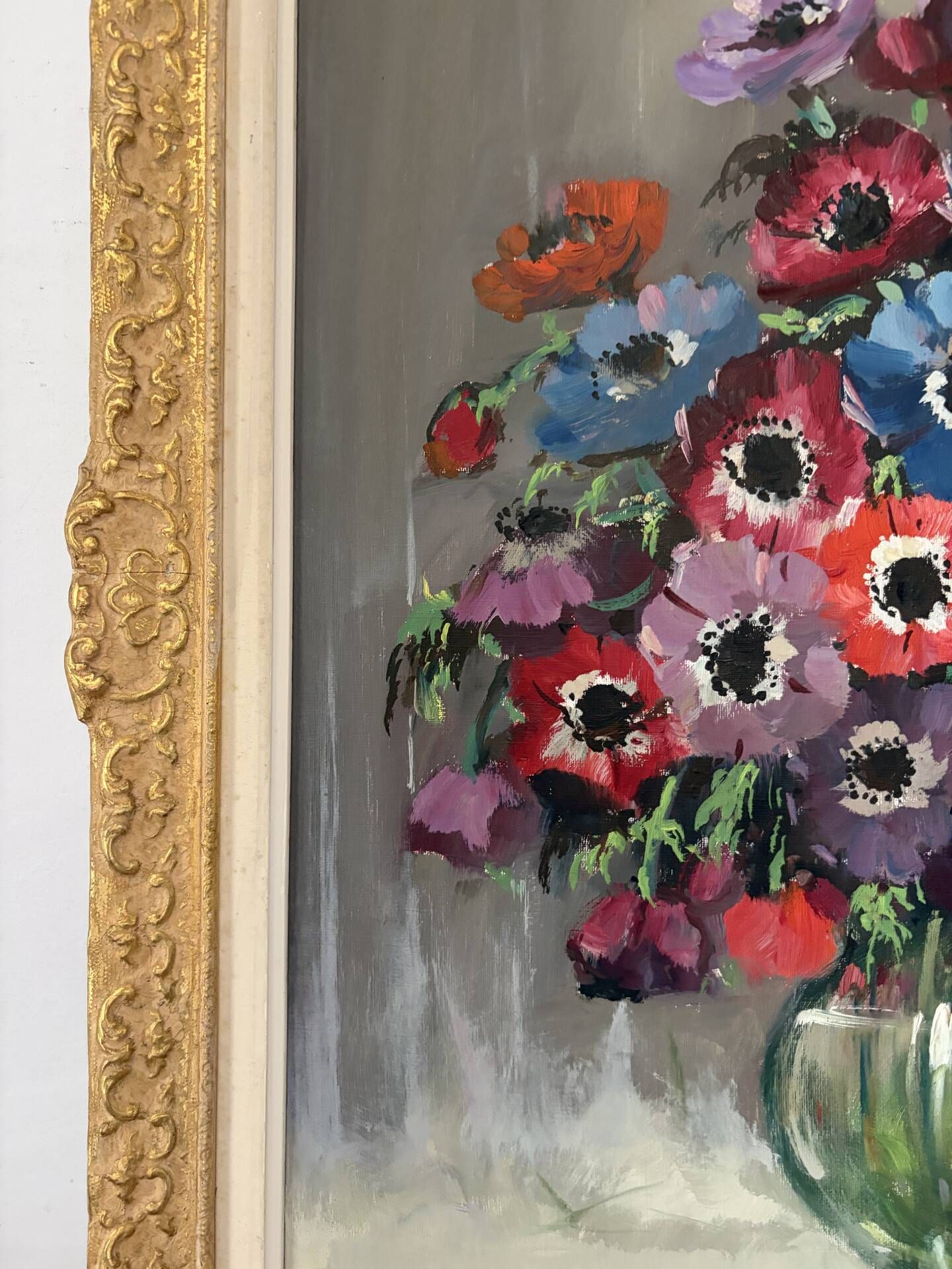 Oil on canvas "Anemones" signed Henry Joseph Pauwels.