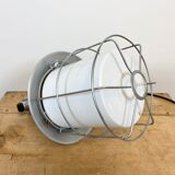 Vintage Industrial Aluminium Lamp with Milk Glass, 1970s