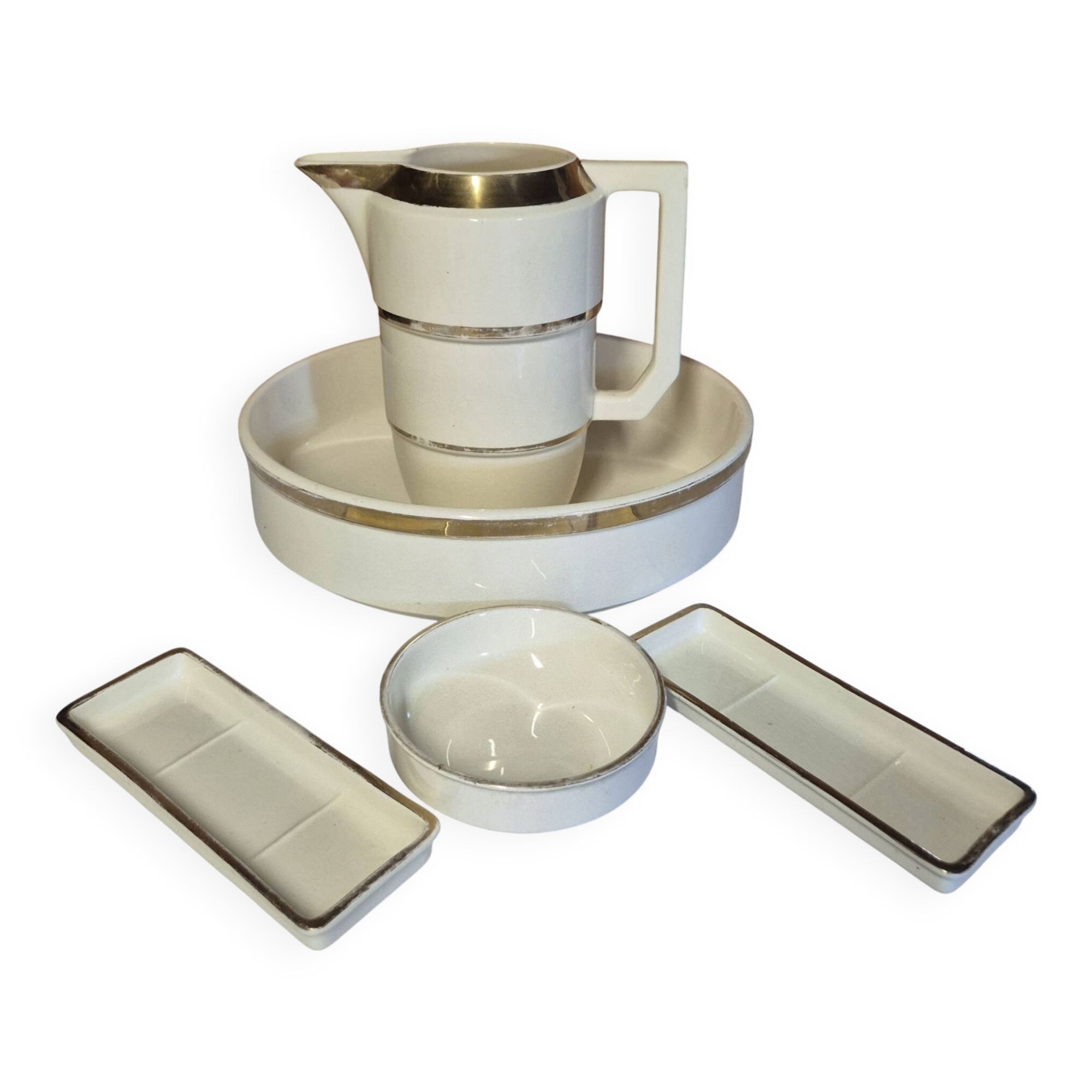 antique ceramic toilet set 5 pieces Choisy-le-Roi ironstone