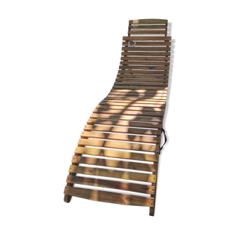 2x outdoor sun loungers -acacia