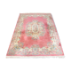 Chinese fringed wool rug with floral pattern on pink background 388x275cm