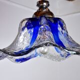 Flower chandelier Murano Mazzega, blue glass, Italy, 1970