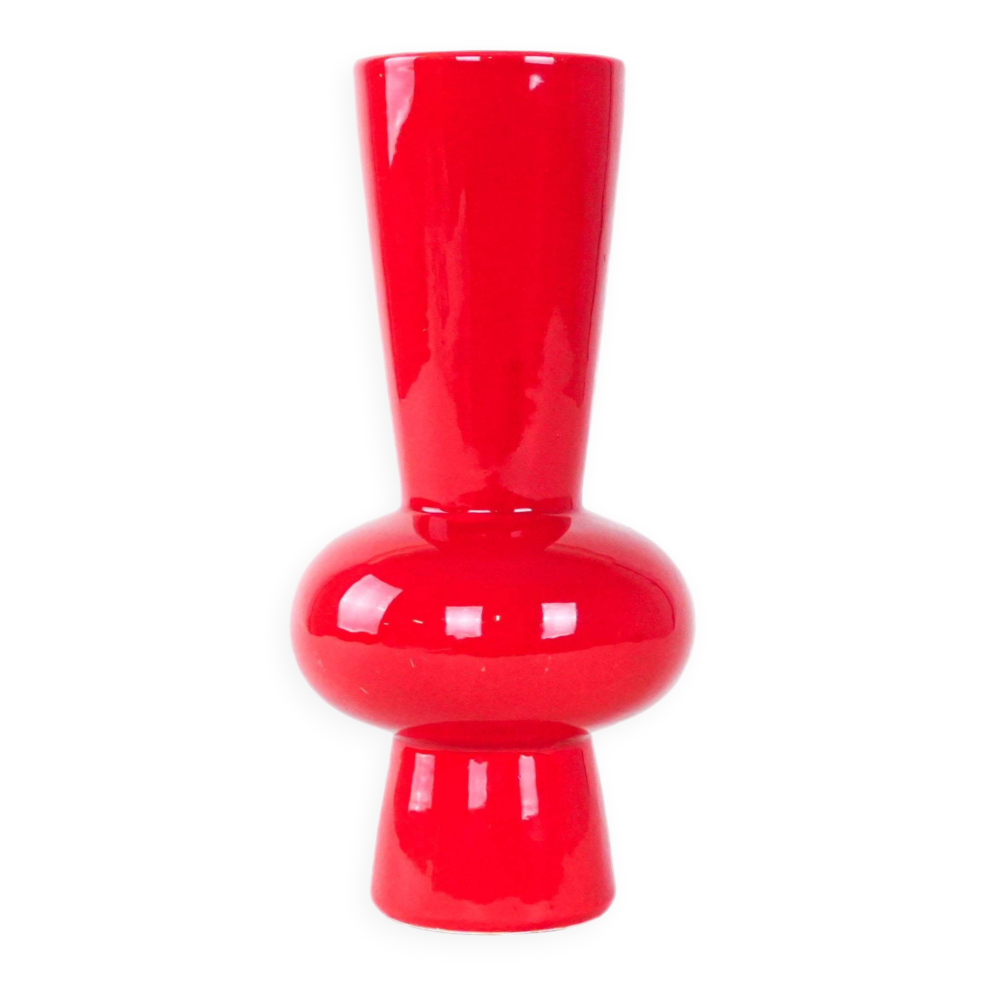 Red ceramic vase, Danish design, 1970s, made in Denmark