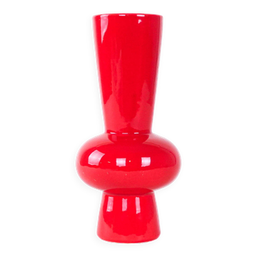 Red ceramic vase, Danish design, 1970s, made in Denmark