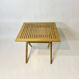 Vintage design solid wood folding scissor table from the 1970s