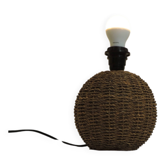Vintage wicker and ceramic lamp – 1970s – Natural bohemian lamp