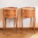 Pair of antique bedside tables / nightstands in raw wood.