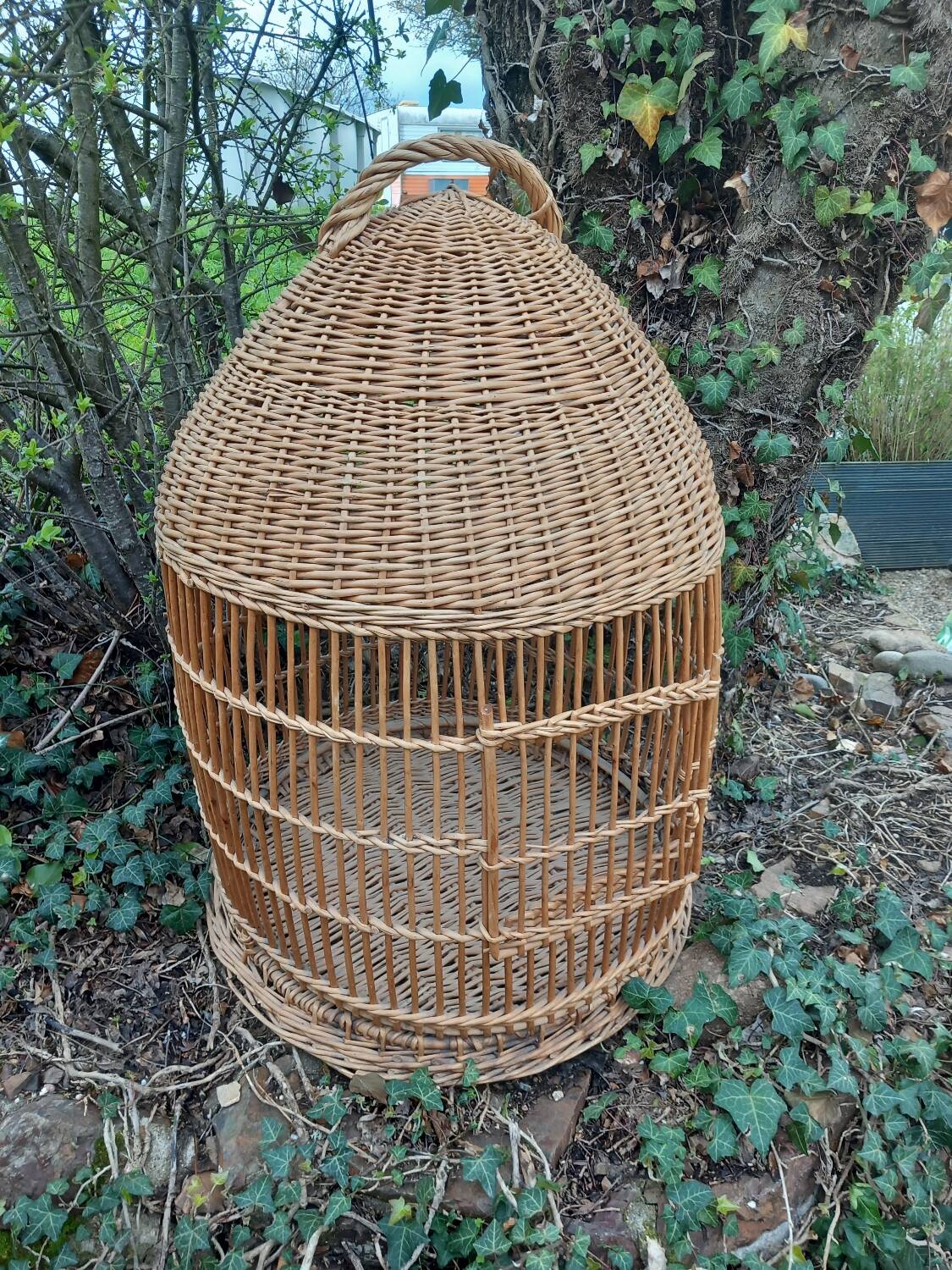 Antique rattan parrot cage 85 cm high