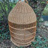 Cage à perroquet ancienne en rotin 85 cm de haut