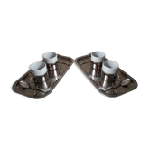 Set of 4 coffee cups and trays