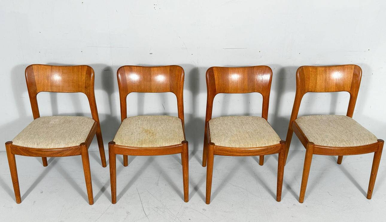 Niels Koefoed for Hornslet, 4 chairs / dining chairs, model '177', teak, 1960s, Denmark.