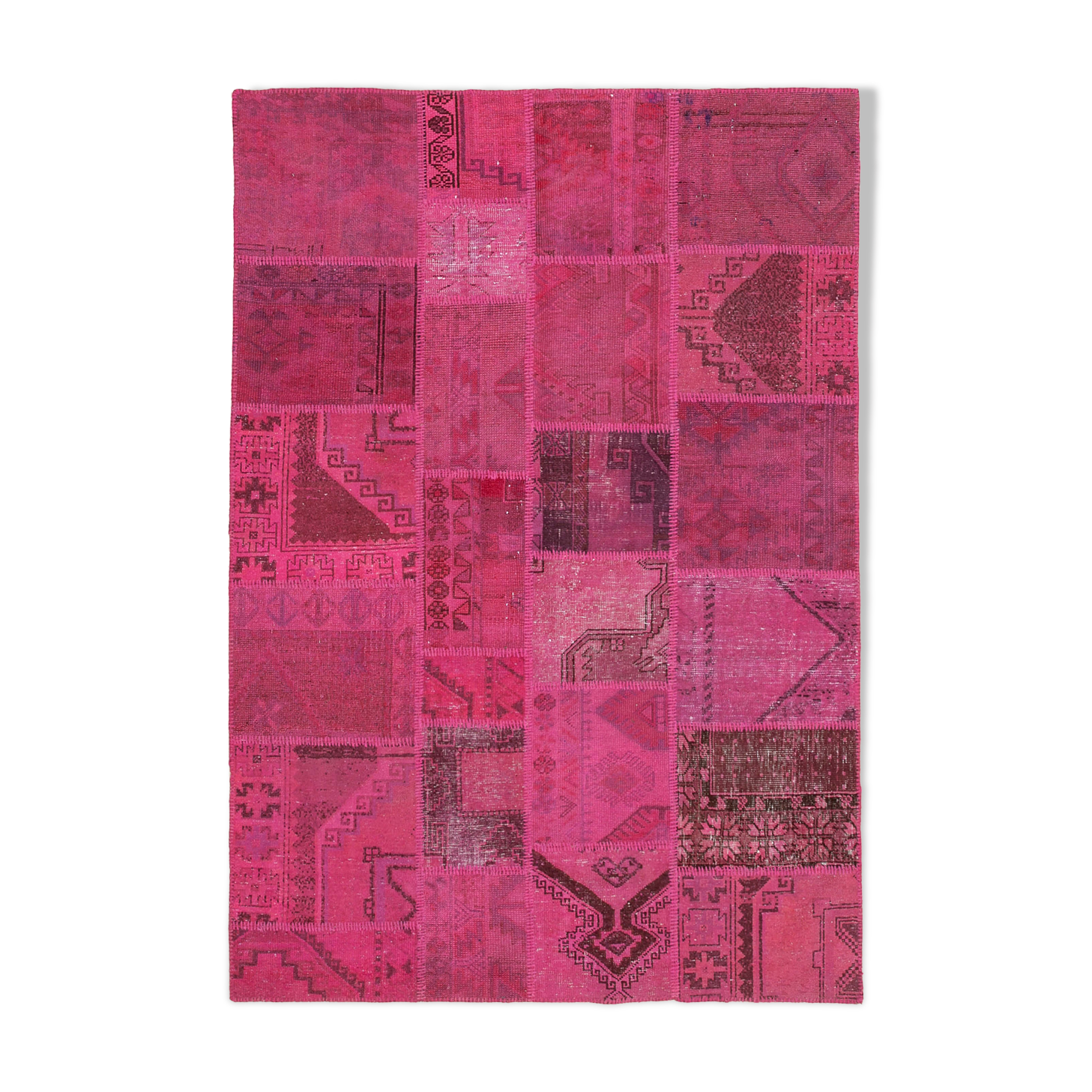 Handmade Anatolian Vintage 172 cm x 250 cm Pink Patchwork Rug