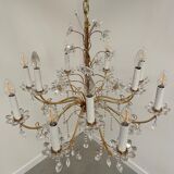 Vintage crystal brass chandelier by Palme & Walter, 1970s