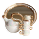 Fruit-shaped liqueur service in porcelain or tea set with its mirror tray.