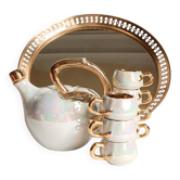 Service à liqueur fructiforme porcelaine ou dinette & son plateau miroir