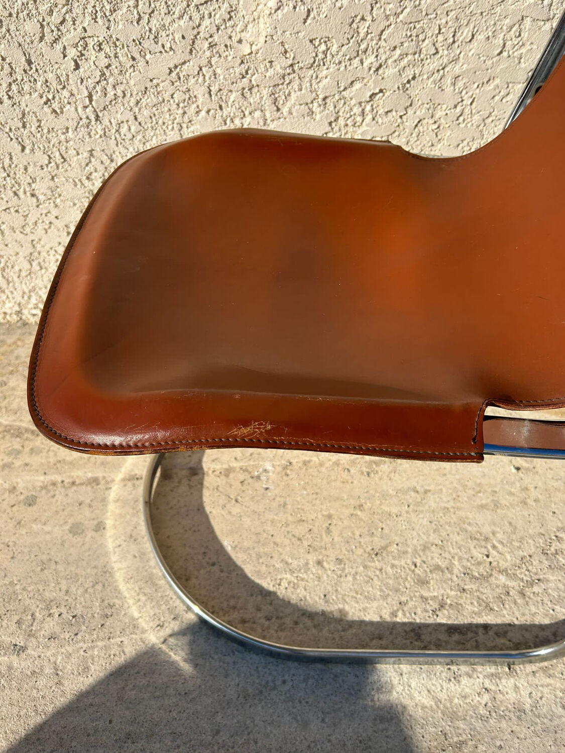 Pair of leather and chromed metal chairs year 70