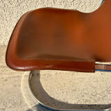 Paire de chaises cuir et métal chromé année 70