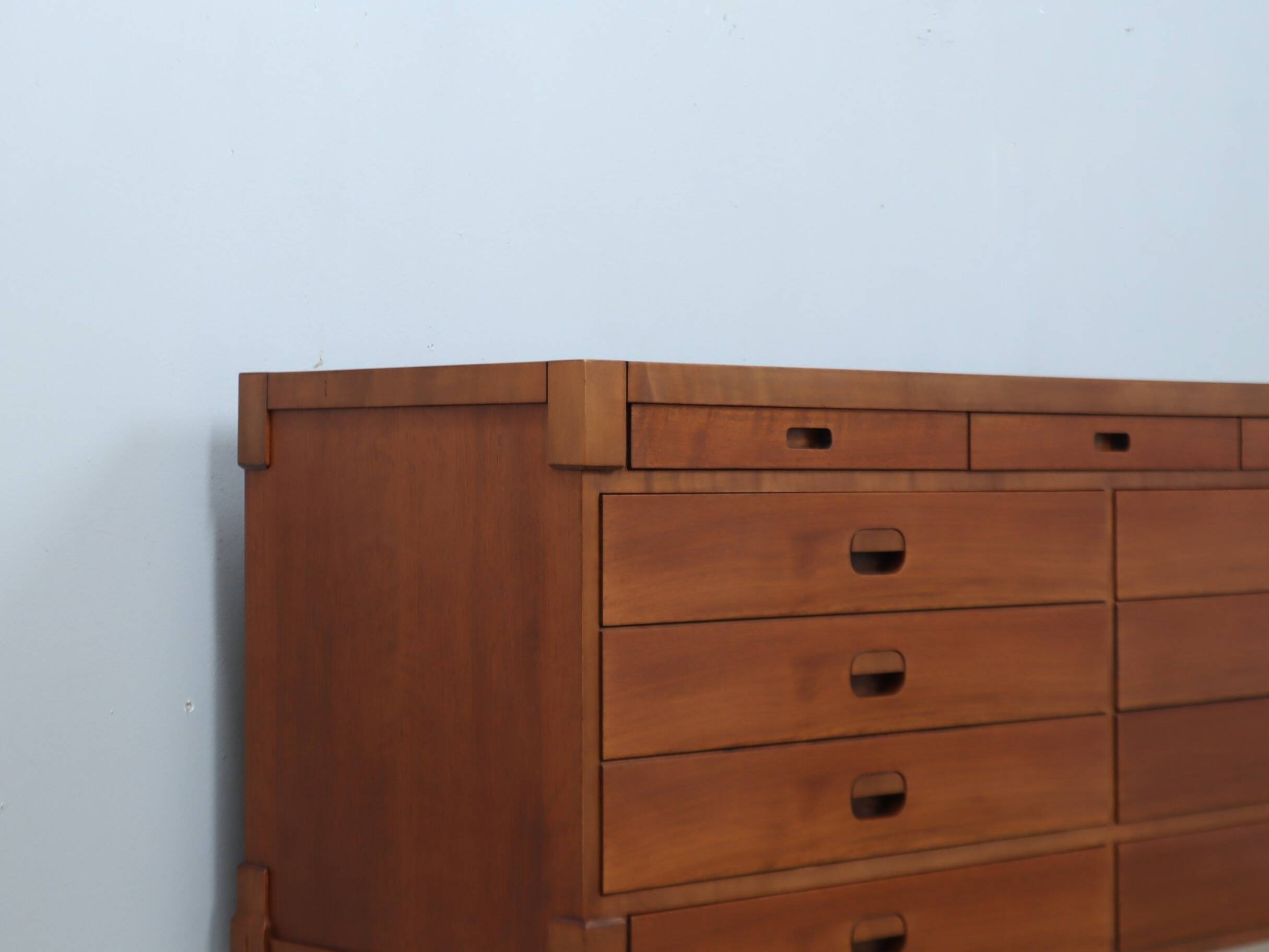 Italian Mid-Century Rationalist Walnut Multi-Drawer sideboard 1970s