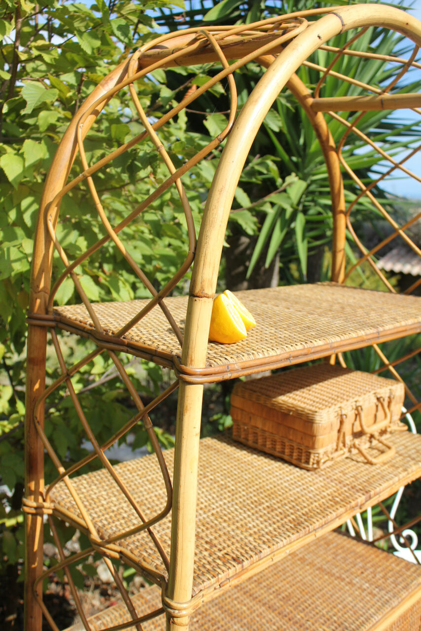 Vintage rattan bookcase