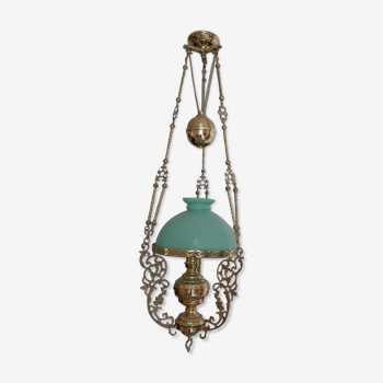 Suspension 19th bronze and green opaline