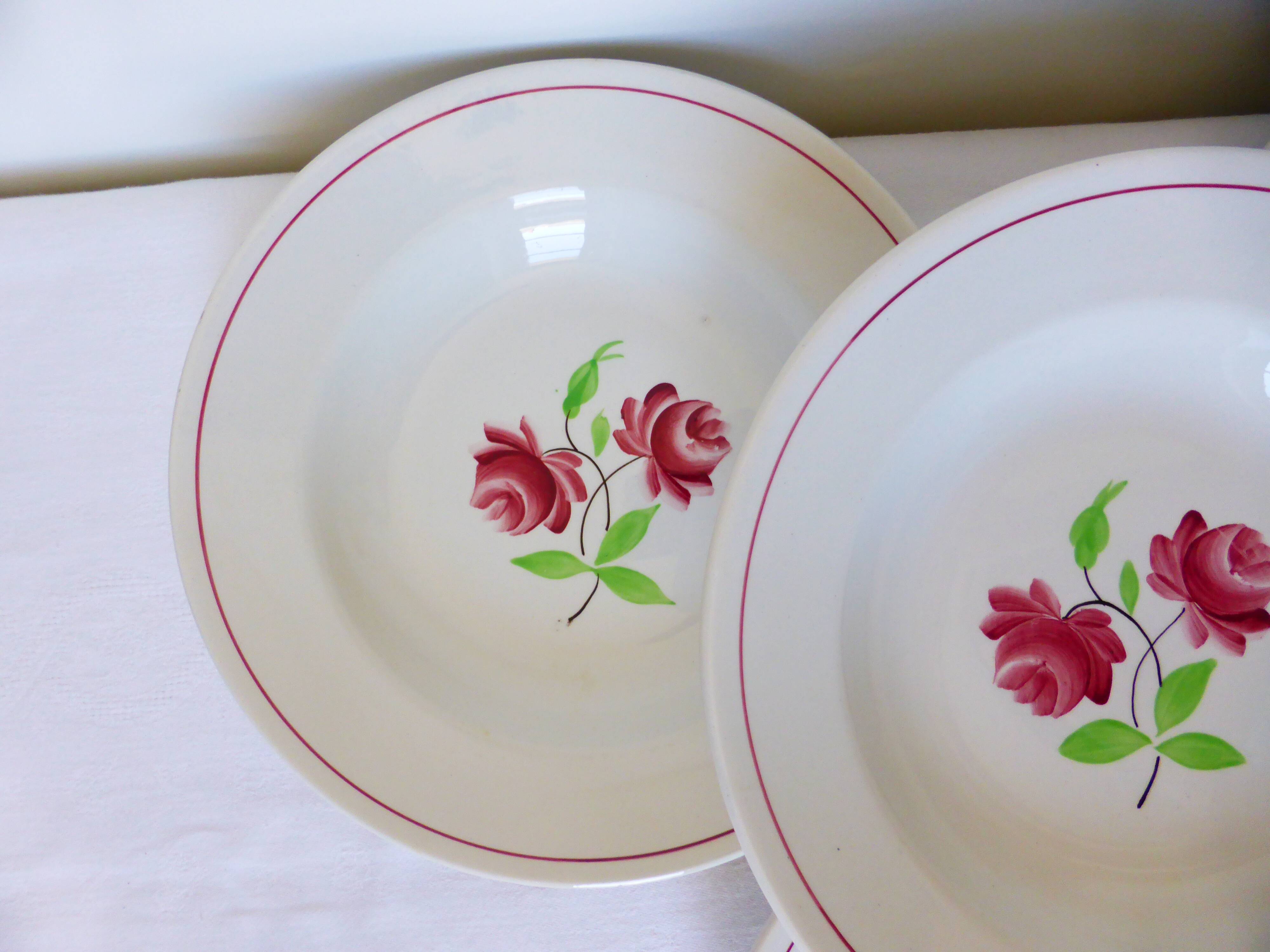 4 assiettes creuses K et G Luneville modèle Rose Mai 2106201