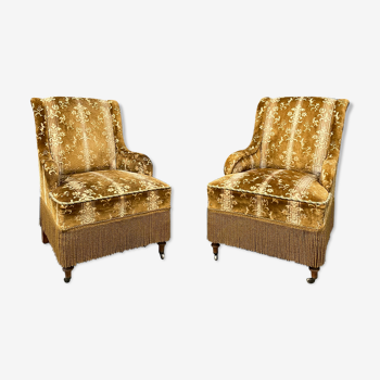 Ensemble de deux fauteuils pour dames victoriennes de France 19ème siècle
