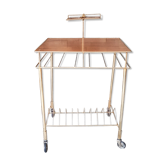 Table d'appoint vintage Range vinyles vintage Bois laiton