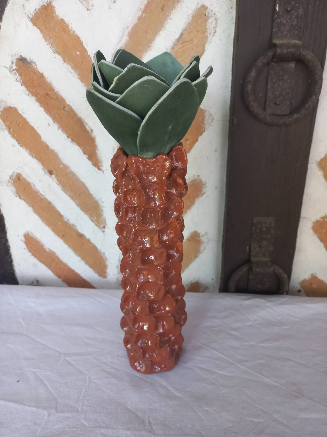 Enamelled earthenware vase