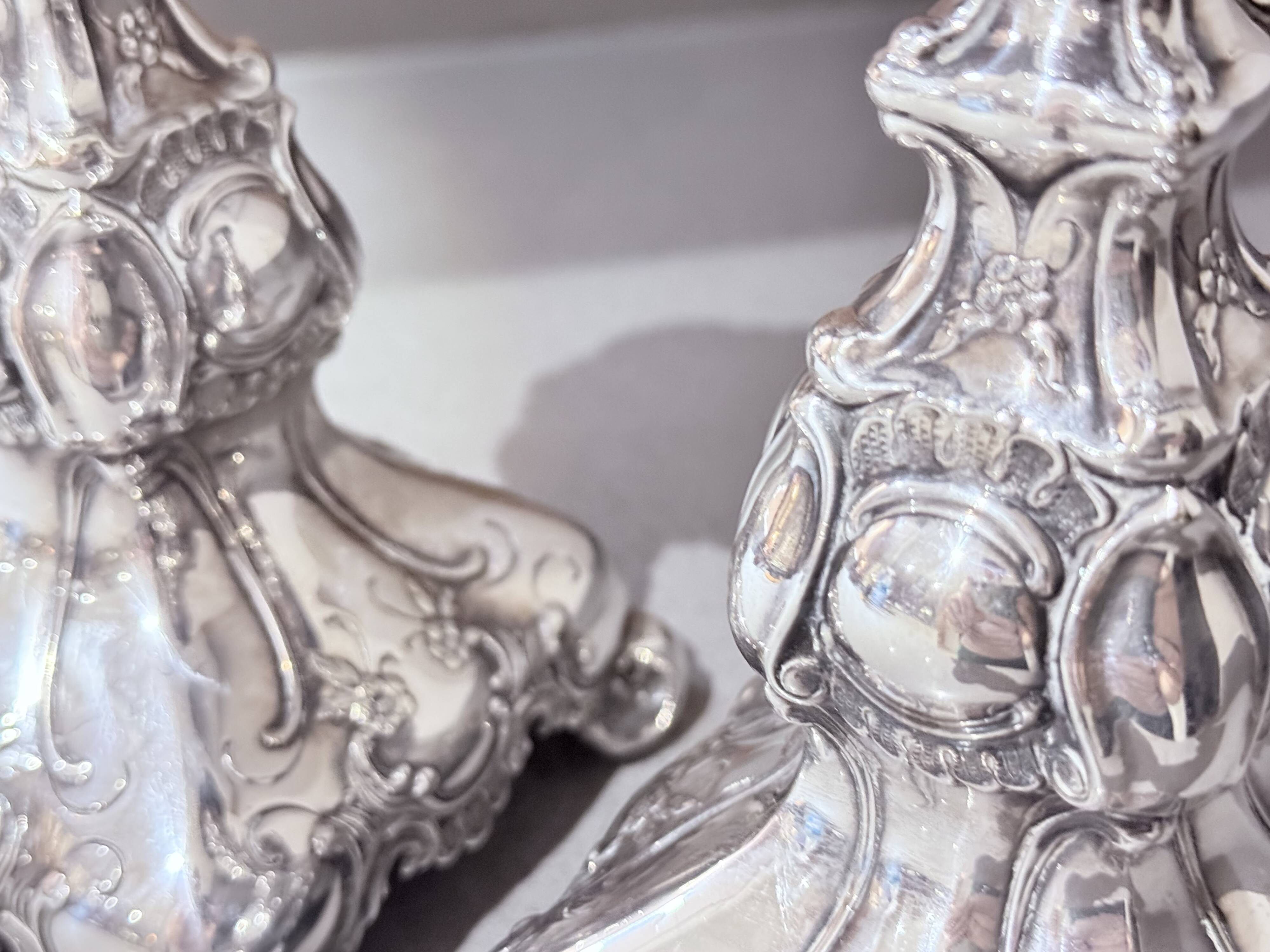 Antique Pair of Candle Holder Silver Rococo Style Candlesticks, 1900s Home Decor
