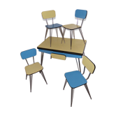 Table et 4 chaises en formica avec pieds eiffels vintage Sif