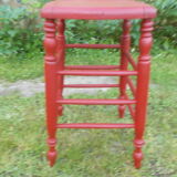High stool in turned wood