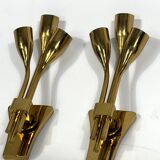 Lumi Milano, Mid-Century Modern pair of Italian brass sconces from 60s