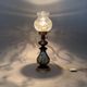 Antique French porcelain table lamp, brass and satin glass, 20th century.