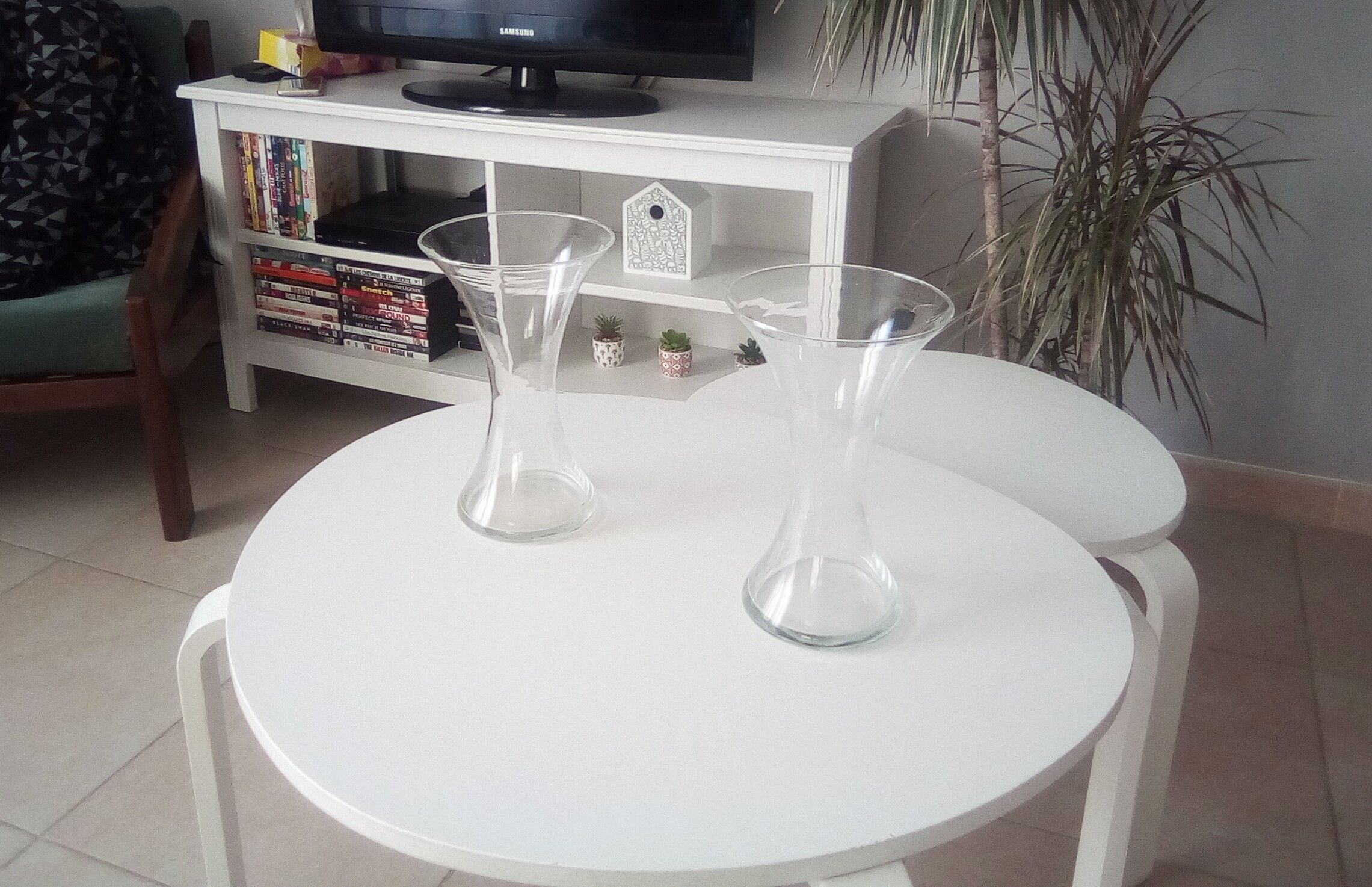 Pair of transparent glass vase