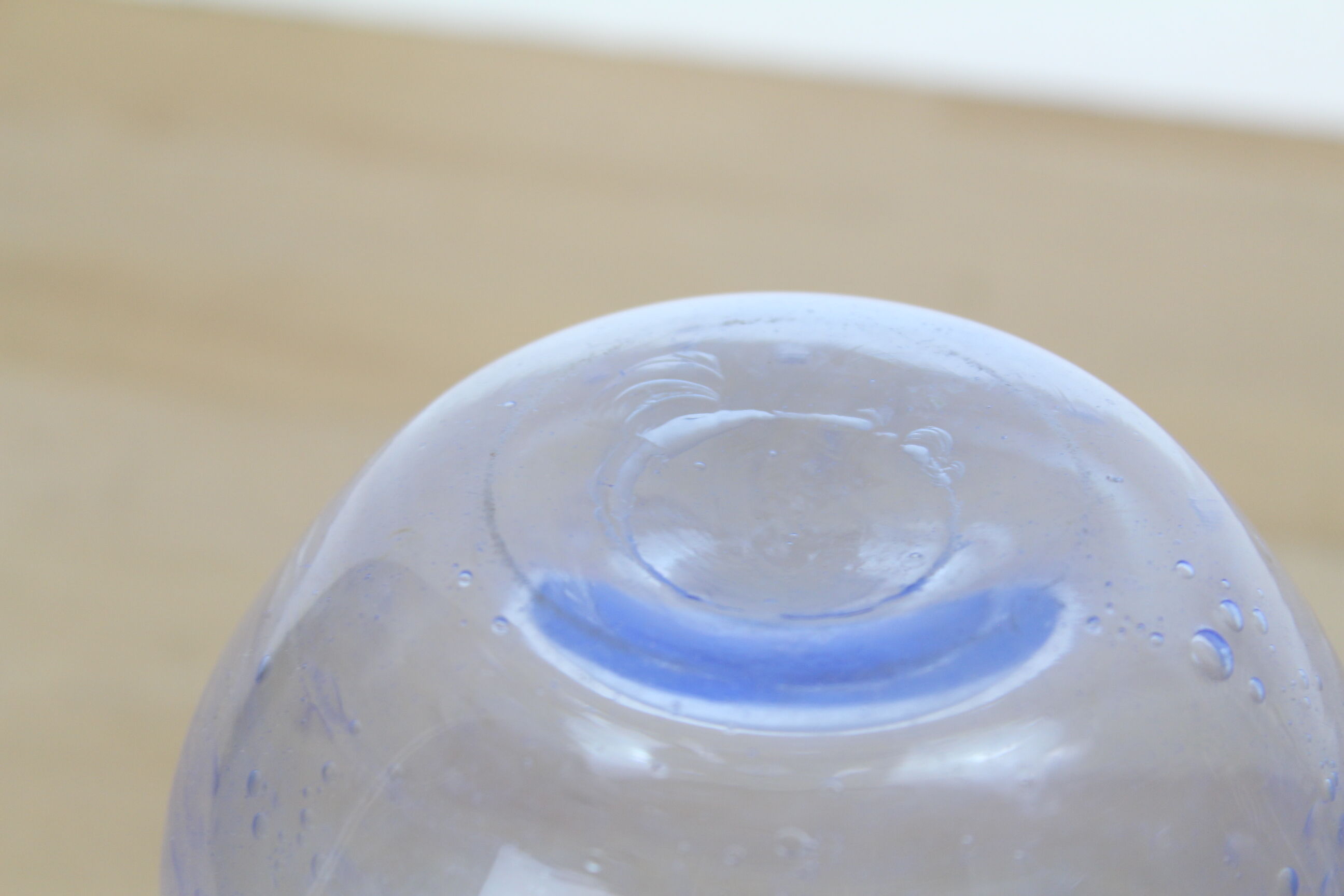 Light blue Biot bubbled glass vase