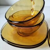 4 cups and saucers VERECO amber